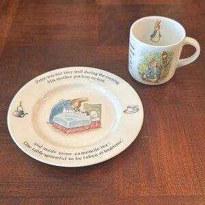 Peter Rabbit Wedgewood Childs Cup Frederick Warne 2010 and Plate Dish